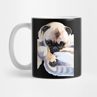 thick haired white dog-vector art Mug